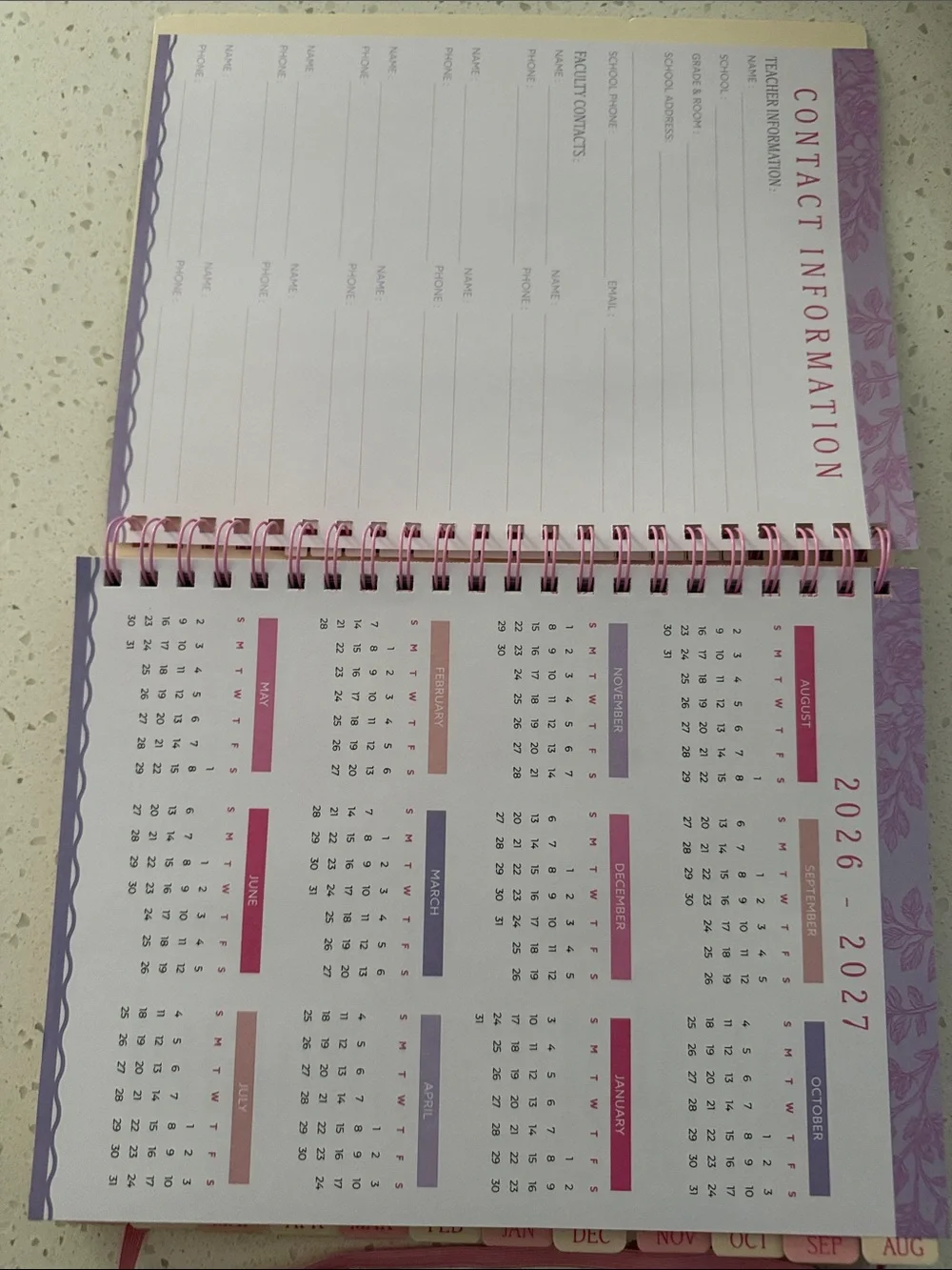 Penbrook Floral Teacher Planner - Pink Floral